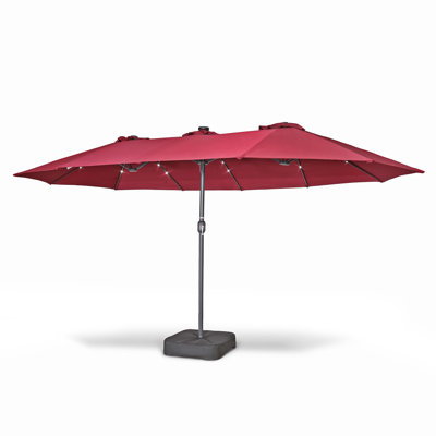  Parasol de marché éclairé de 177 po avec manivelle et contrepoids inclus