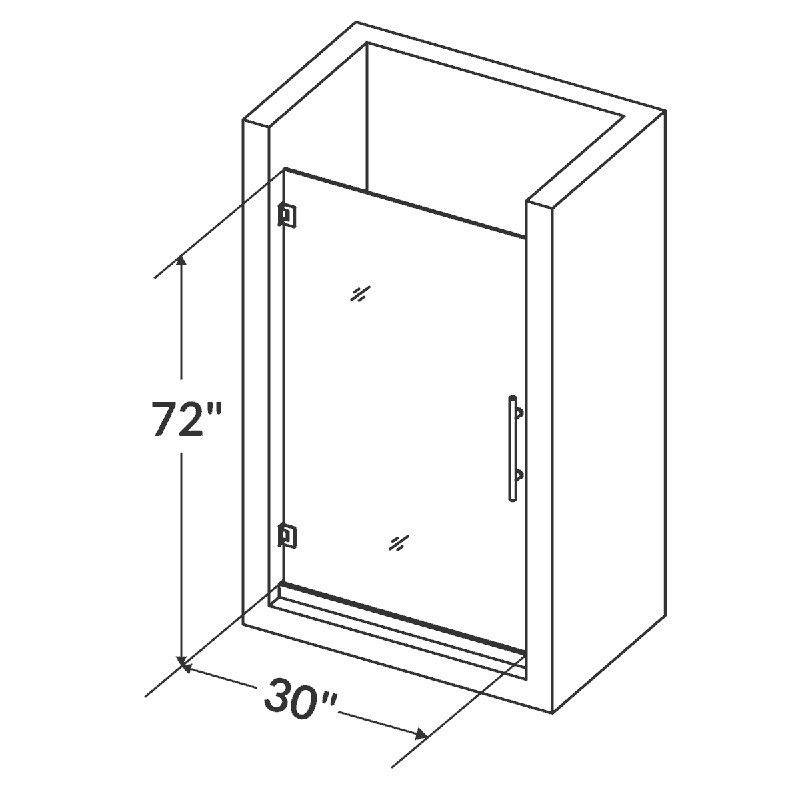 Ultra-E 30 in. W x 72 in. H Pivot Frameless Shower Door with Clear Glass, Brushed Nickel