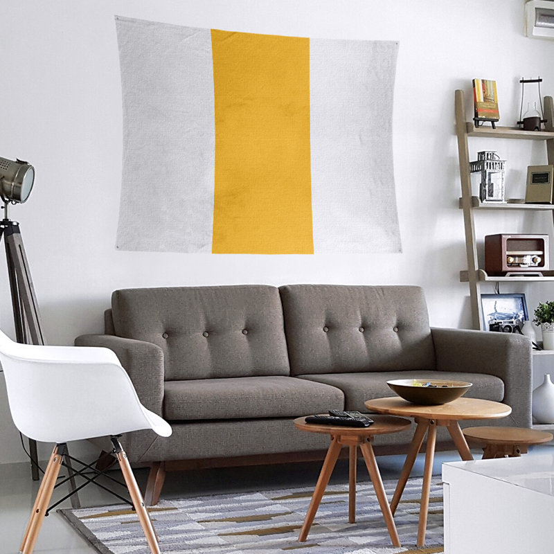 Tapisserie de polyester Pittsburgh, H 68 po x l 80 po, Blanc / Pittsburgh Gold / blanc