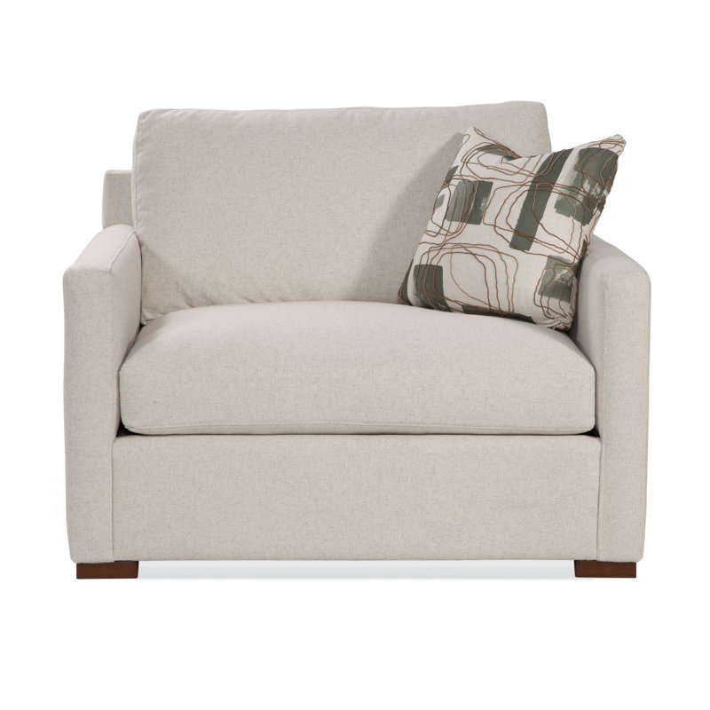 Chaise et demi Bel-Air, Blanc givré, Rayures Sunbrella beiges ‑ 6204-74