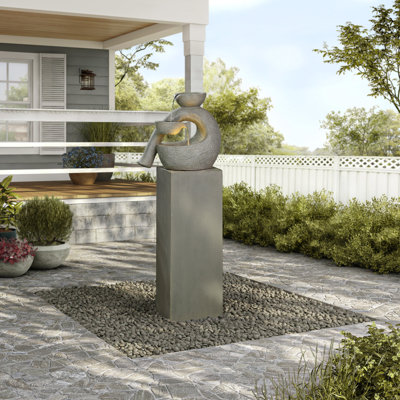 Plath 48.4'' H Modern Outdoor Fountain with LED Light
