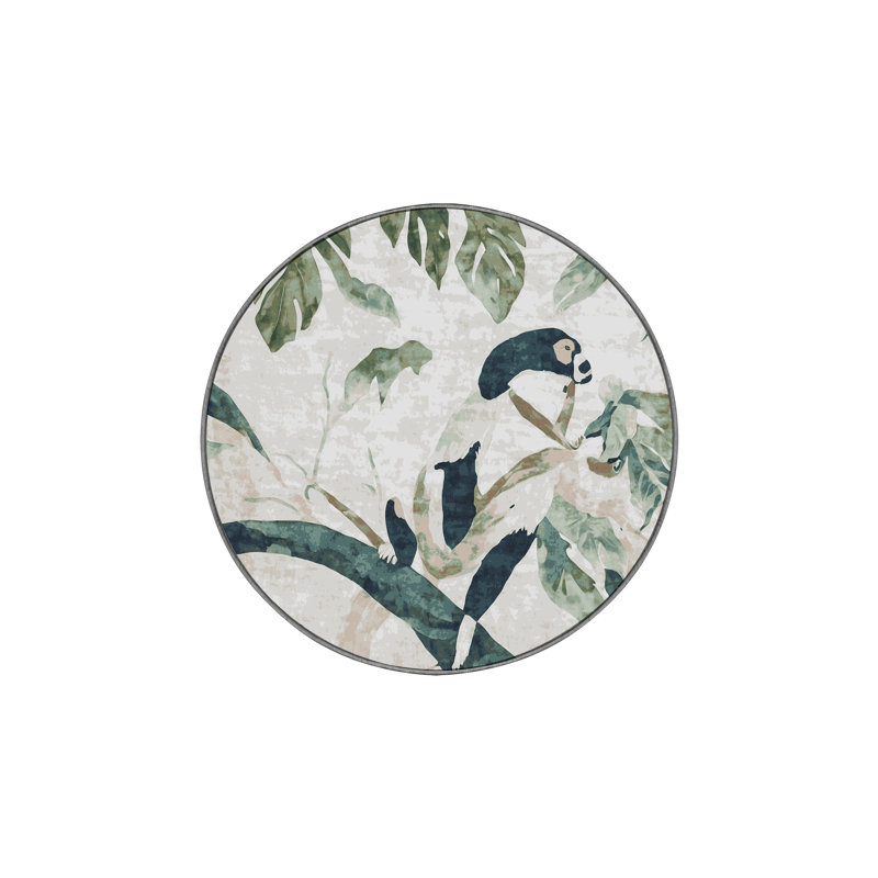 Tapis gris soyeux et moelleux, Rond 3 pi