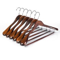 6-Pack Wide Shoulder Wooden Suit Hangers - Black by Casafield