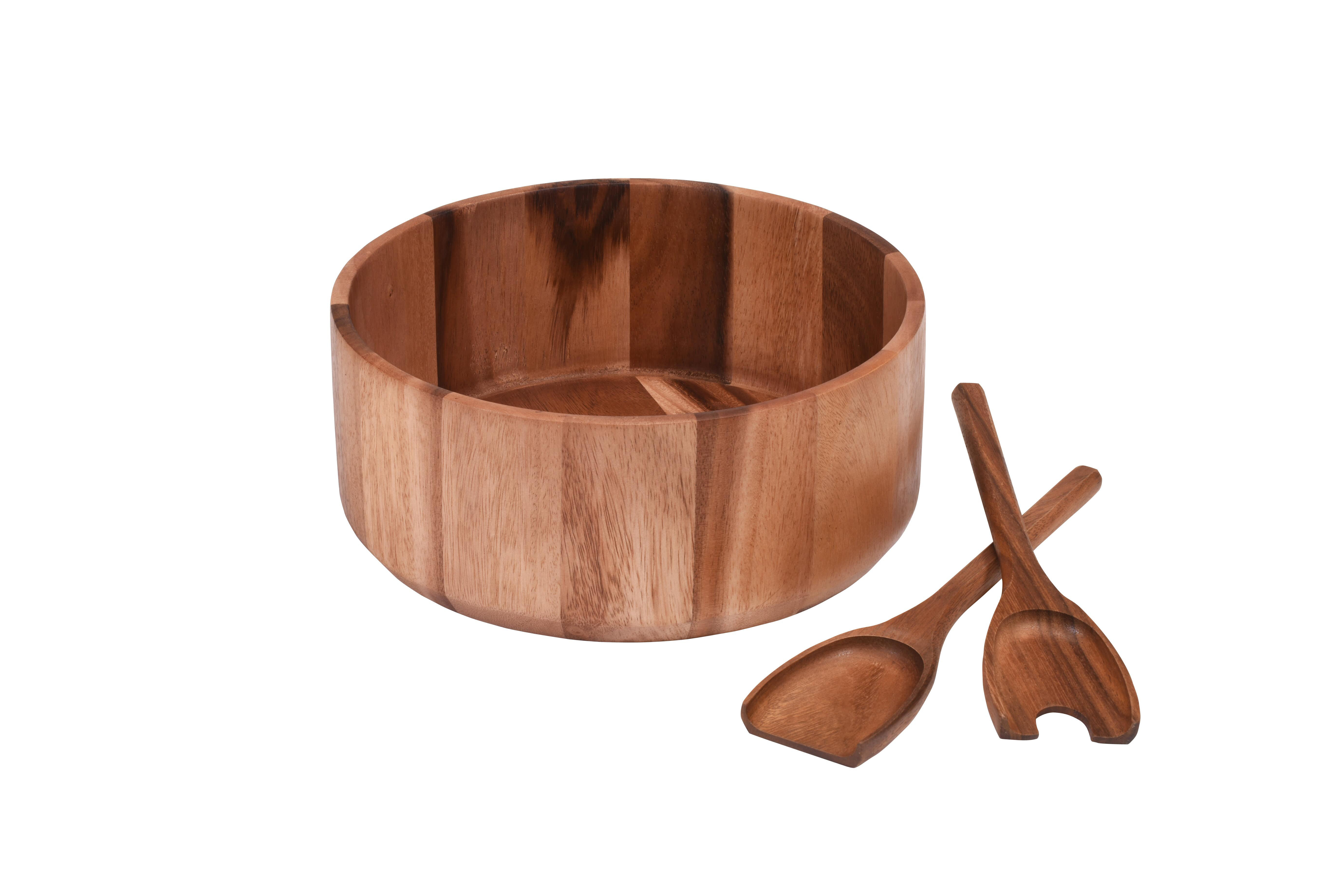 Loon Peak® Acacia Wood Salad Bowl with Servers | Wayfair