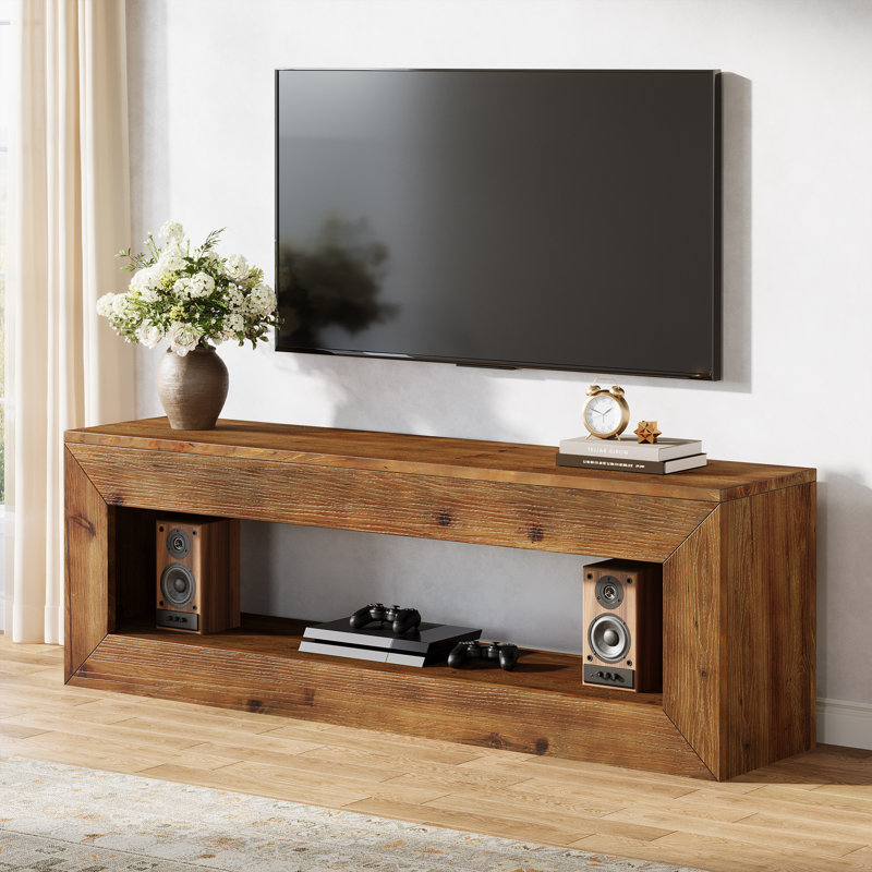 47" Solid Wood Tv Stand For 32/43/55" Tvs, Dark Brown
