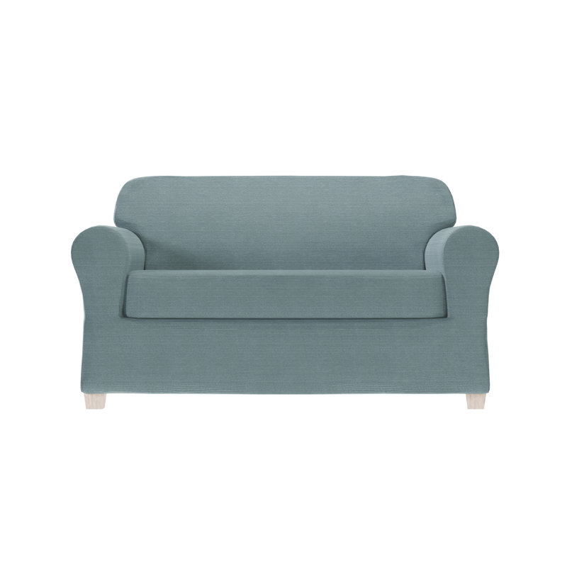 Housse extensible pour canapé à coussins carrés / rectangulaires, H 34 po x l 96 po x P 38 po, Bleu