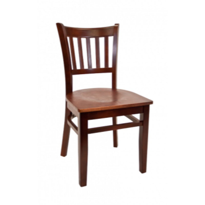 Chaise d’appoint à dossier à lattes en bois massif, Acajou foncé