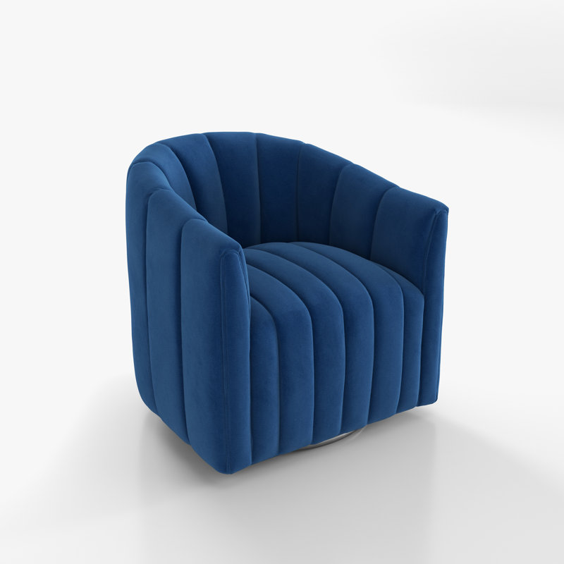 Fauteuil demi-tonneau pivotant Annelotte, Bleu marine