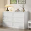 Commode 6 tiroirs, commode blanche antique de 47 po de largeur, rangement en bois pour chambre à coucher, salon, chambre de bébé, entrée, blanc
