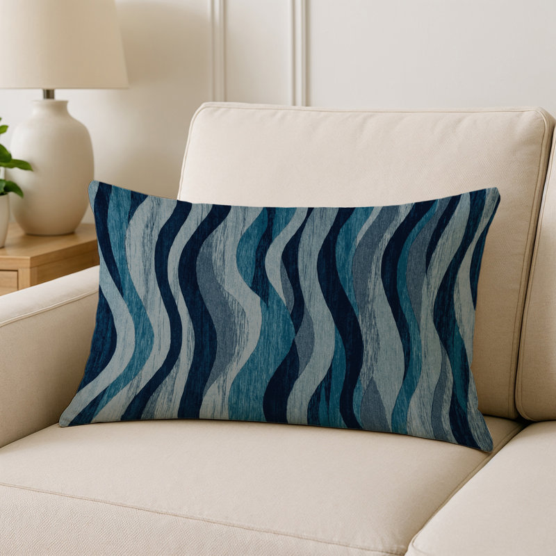 Coussin d'intérieur et d'extérieur, Gris océan abstrait, Rectangulaire H 20 po x l 14 po