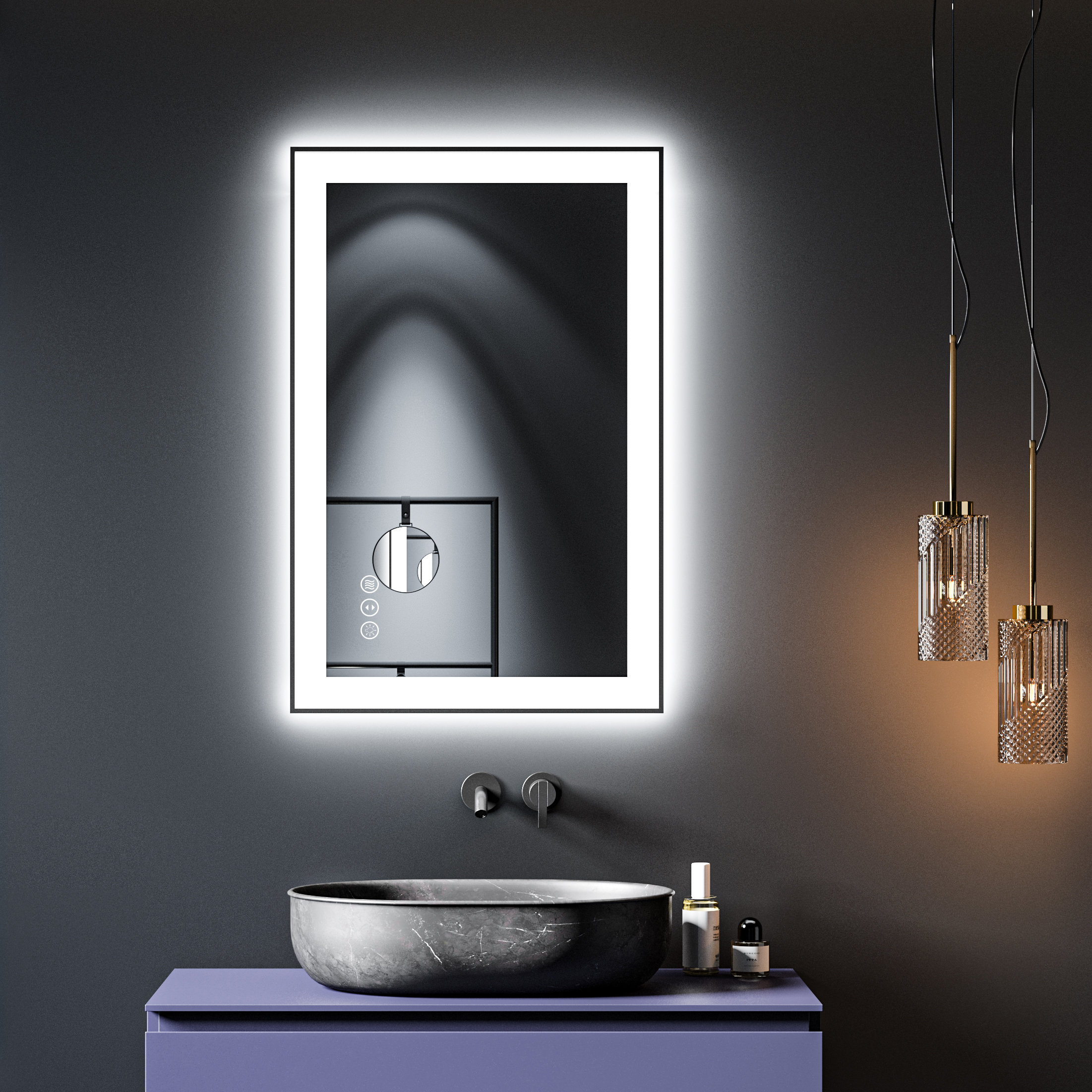 Orren Ellis Led Bathroom Vanity Mirrors 24x36 Inch, Charmor Dimmable ...