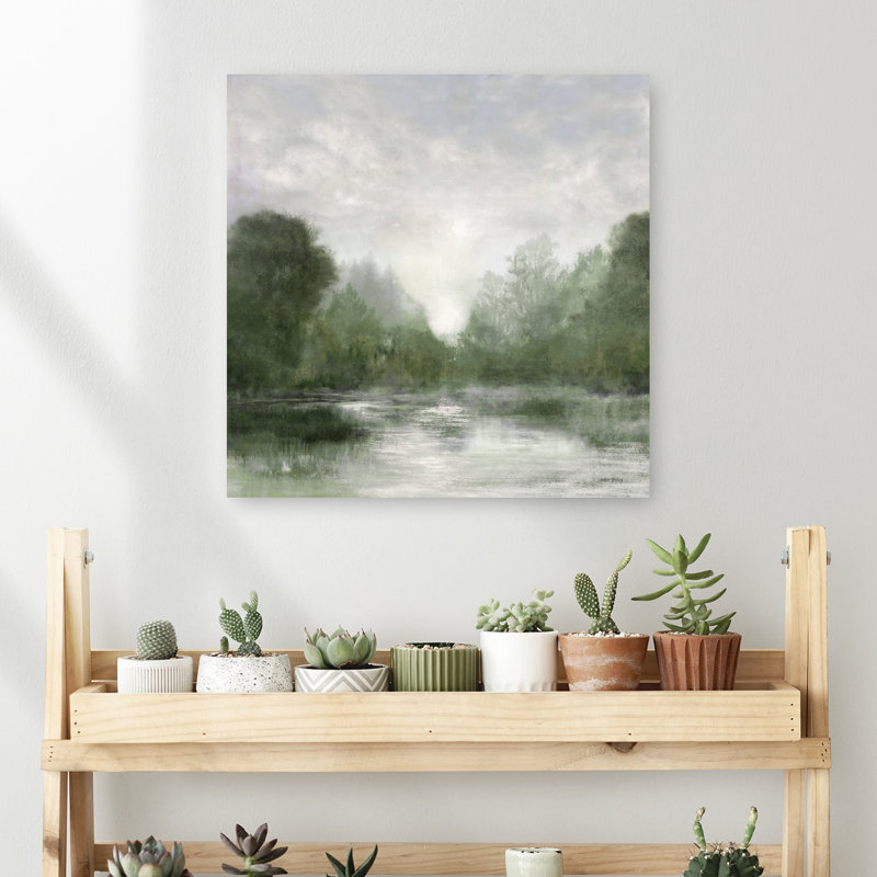 Tranquility Trees I Serene Abstract Contemporary Landscape Nature Wall Art, 18" H x 18" W