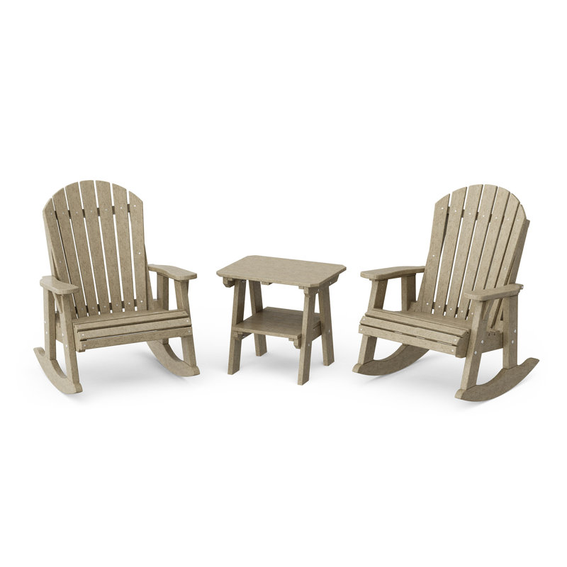 Ensemble de chaises berçantes 3 pièces avec table d'appoint Heritage Adirondack Heritage, Bois patiné