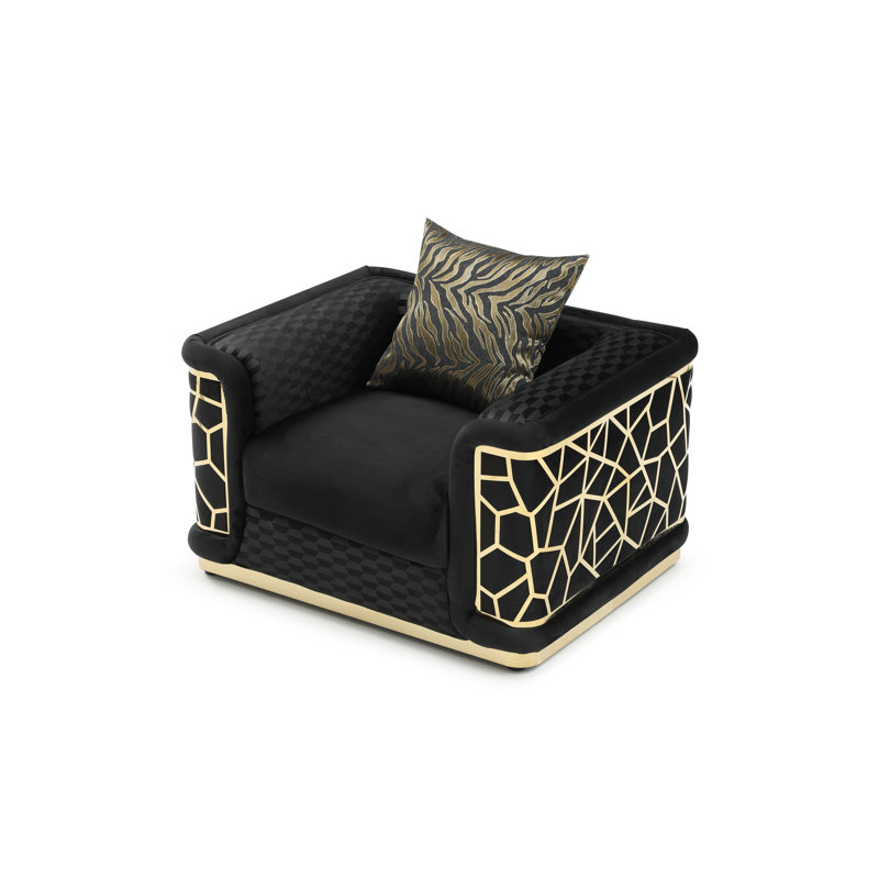 Gayton Velvet Chair And A Half, Black Velvet