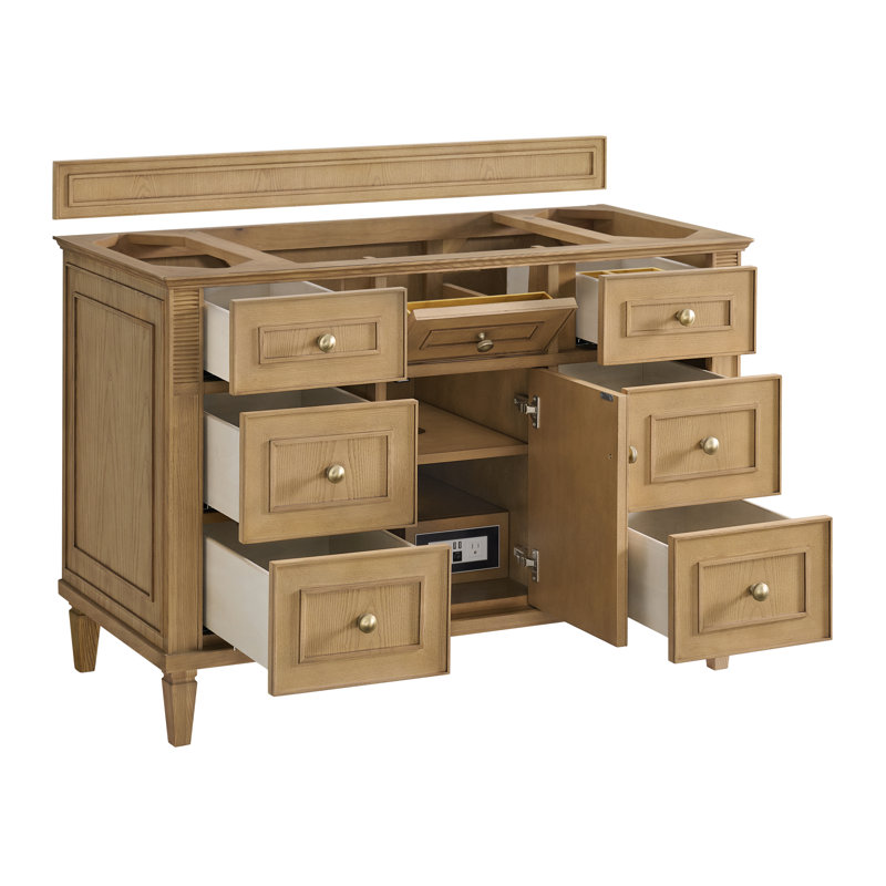 Lorelai 48'' W Single Vanity, Eternal Jasmine Pearl, Light Natural Oak