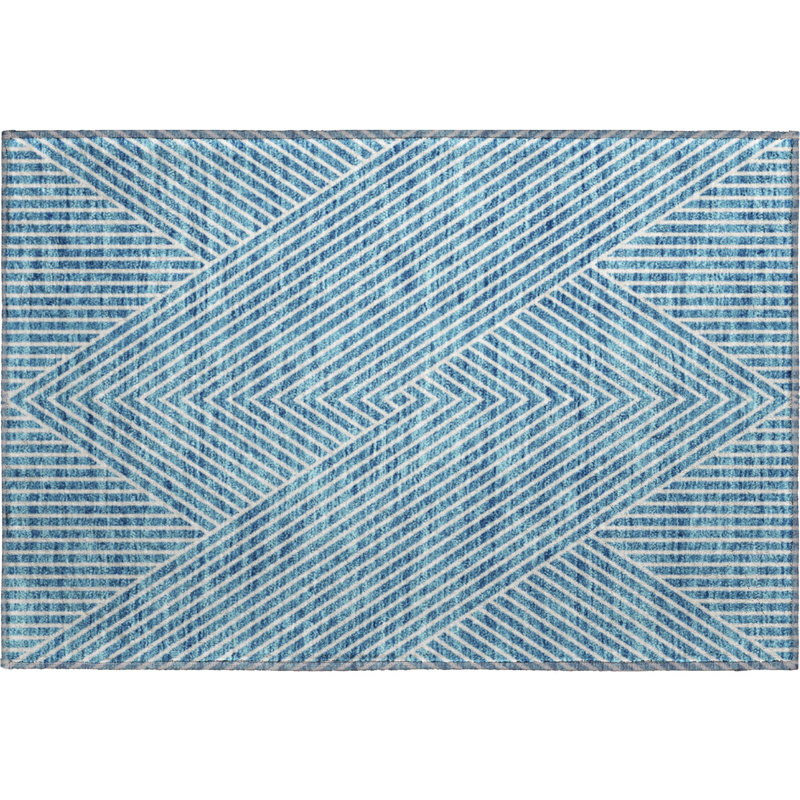Premium Machine Washable Prisco Teal Rug, Rectangle 1'8" x 2'6"
