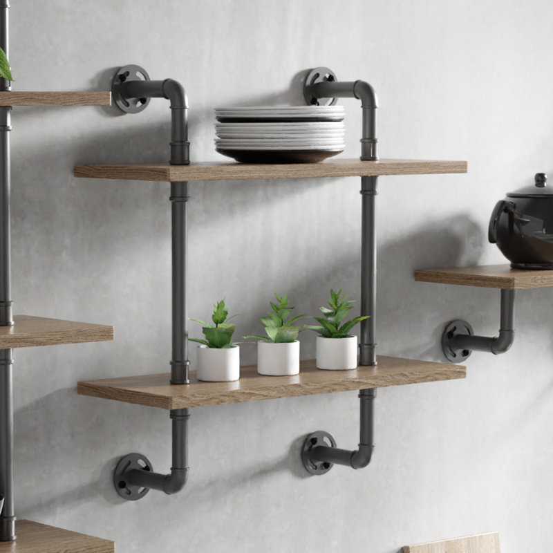 Hollis 2 Piece Industrial Pipe Shelves