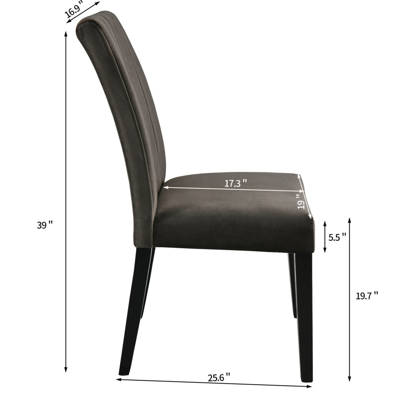 Chaise parsons rembourrée en tissu Gursharon, gris