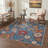 Ammons Aura Floral Machine Washable Blue / Red / Orange Indoor Area Rug with Non-Slip Backing-640390271