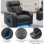Fauteuil inclinable électrique en cuir synthétique gris foncé Taddeo avec appui-tête électrique, USB, chargeur sans fil et DEL