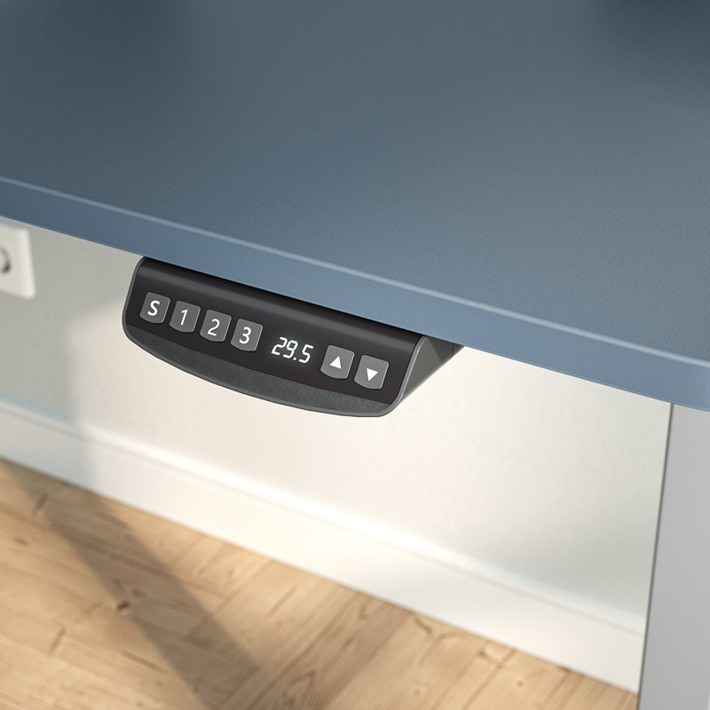 Ein Adjustable Metal Base Standing Desk, Dark Blue/Silver, 47''H X 48''W X 24''D