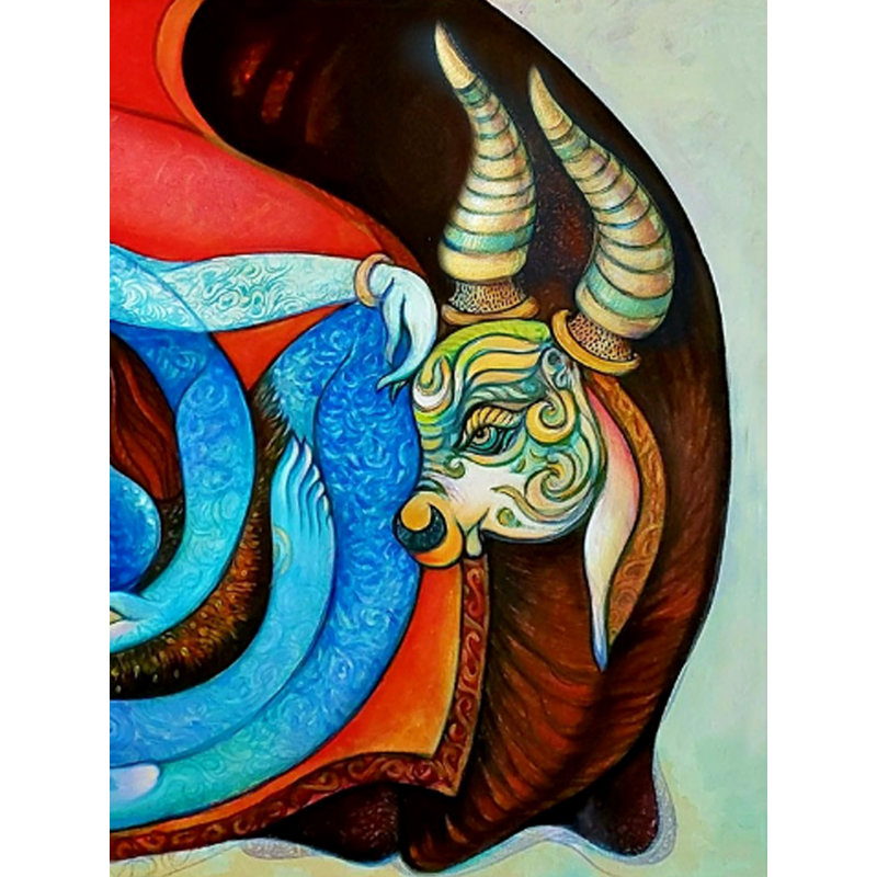 Bhola - Shiva avec Nandi | Acrylique sur toile | Par Devendra S Potdukhe