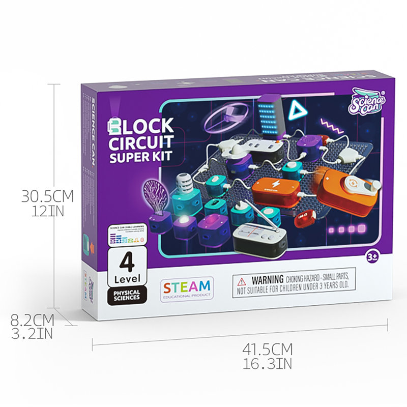 Hape: Science Can: Block Circuit Super Kit - Physical Sciences Experiment Toy, Visual & Audio Feedback, Circuit Simulation, Play & Learn, Kids Ages 3+