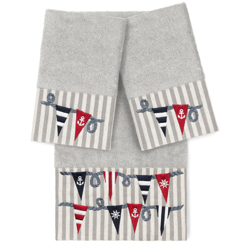 Ensemble de serviettes 100% coton turc Ethan 3 pièces, Gris clair