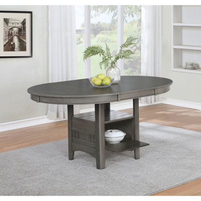 Oval Medium Grey Extension Leaf Dining Table