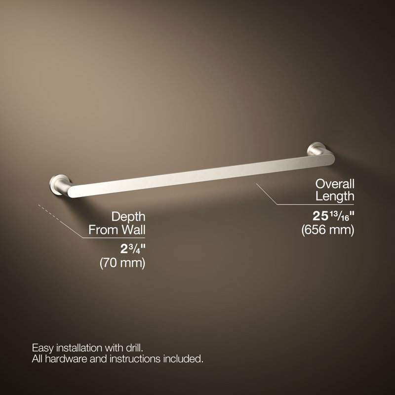 Avid Towel Bar, Vibrant Brushed Nickel, 24"W