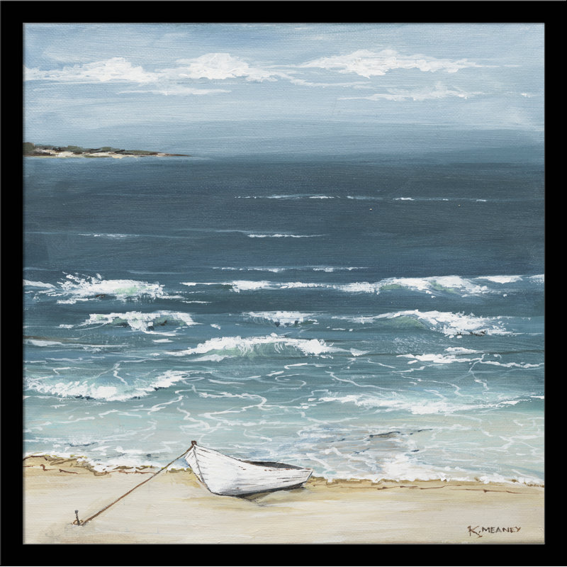 «White Waves» - reproduction d'art, H 14,5 po x l 14,5 po x P 1,25 po, Blanc / aubergine / banane / brun clair / rouge br