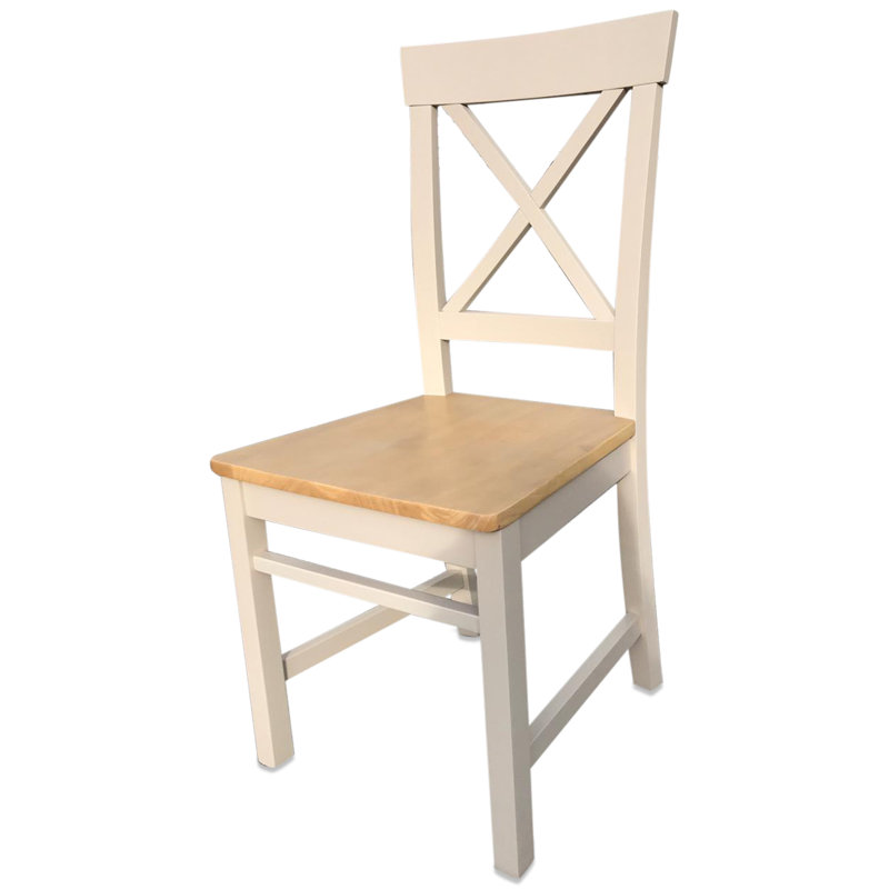 Rakestraw 46cm H Solid Wood Cross Back Side Chair, Oak