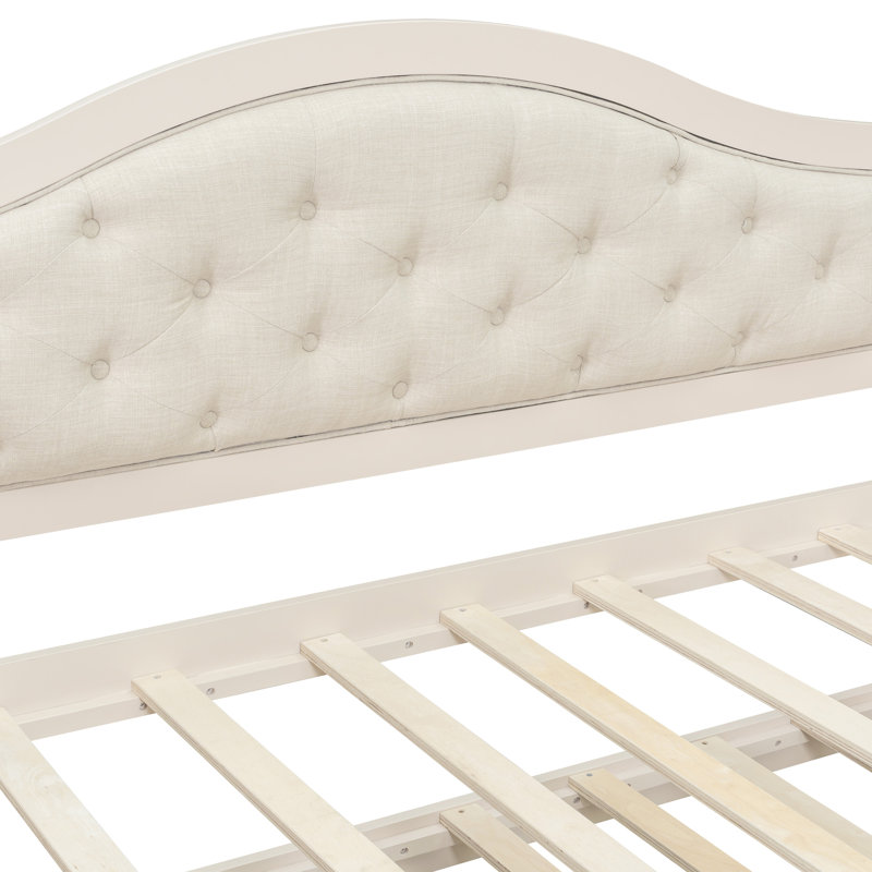 Lit de jour simple capitonné avec couchette, Beige
