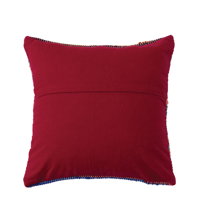 Multicolor Embroidered Cotton Euro Throw Pillow Cover