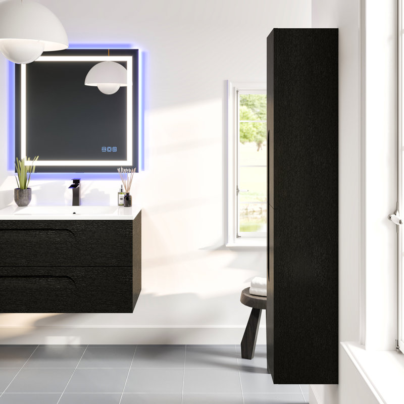 Eviva Joy 12 In. W X 10 In. D Maple Wall-Mounted Linen Cabinet, Black