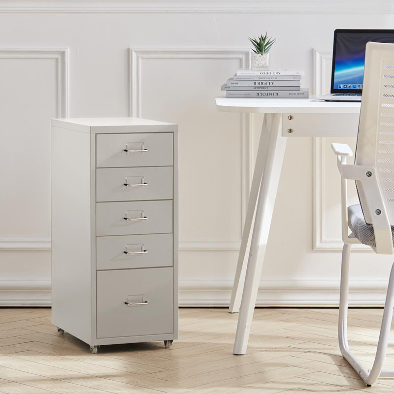 Eulus 28cm Wide 5 -Drawer File Cabinet, White
