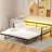 Twin Size Metal Daybed with LED and Adjustable Trundle, Pop Up Trundle, Black-588802385