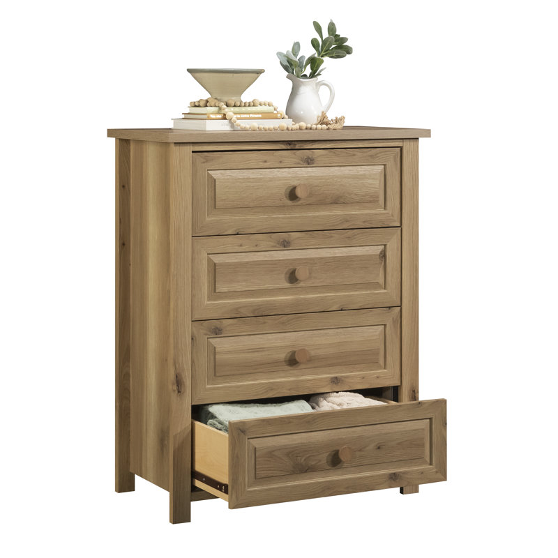 Commode 4 tiroirs, finition chêne