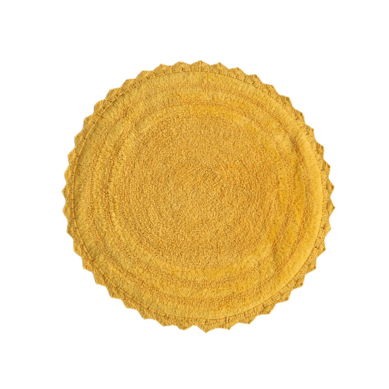 100% Cotton Non-Slip Bath Rug, Yellow