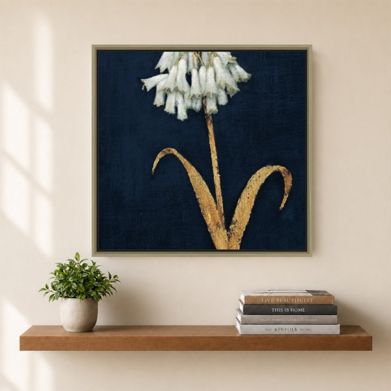 «Shimmering Summer II Indigo» par James Wiens - impression sur toile, H 40 po x l 40 po, Noir, Champagne