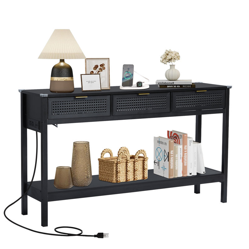 Annitra 55.12'' Console Table, Black