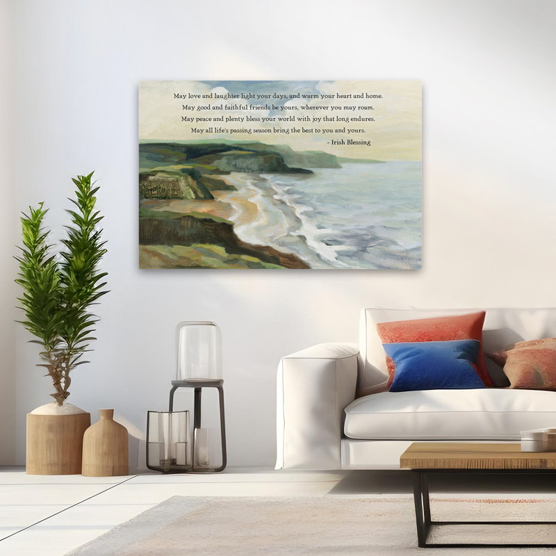 Bénédiction de la côte irlandaise, bleu, gris, paysage, plage, bénédiction, H 48 po x l 32 po