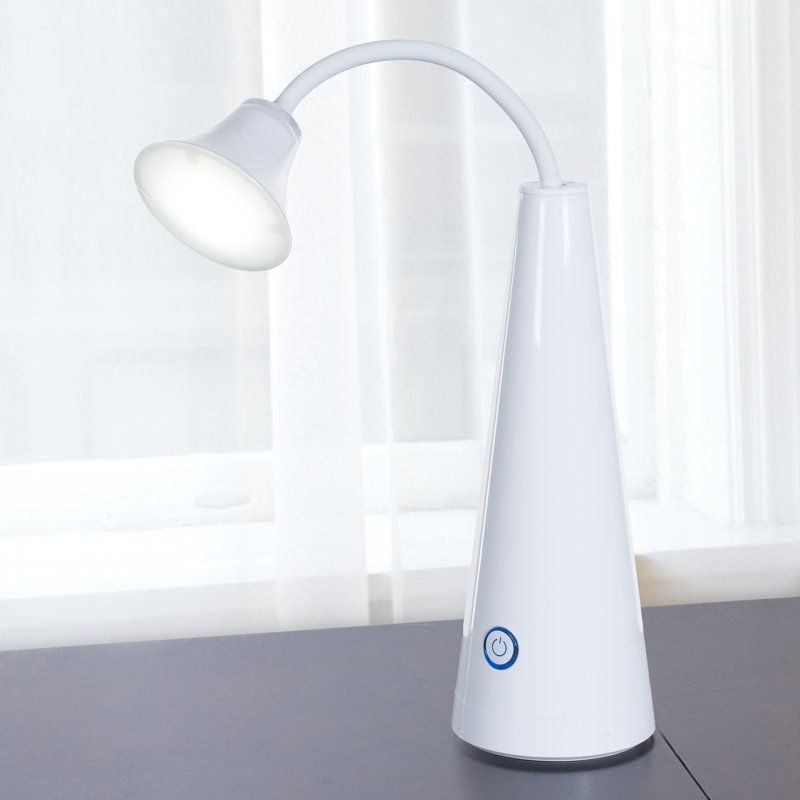 14" Desk Lamp, Contemporary LED Gooseneck Desk Lamp - White