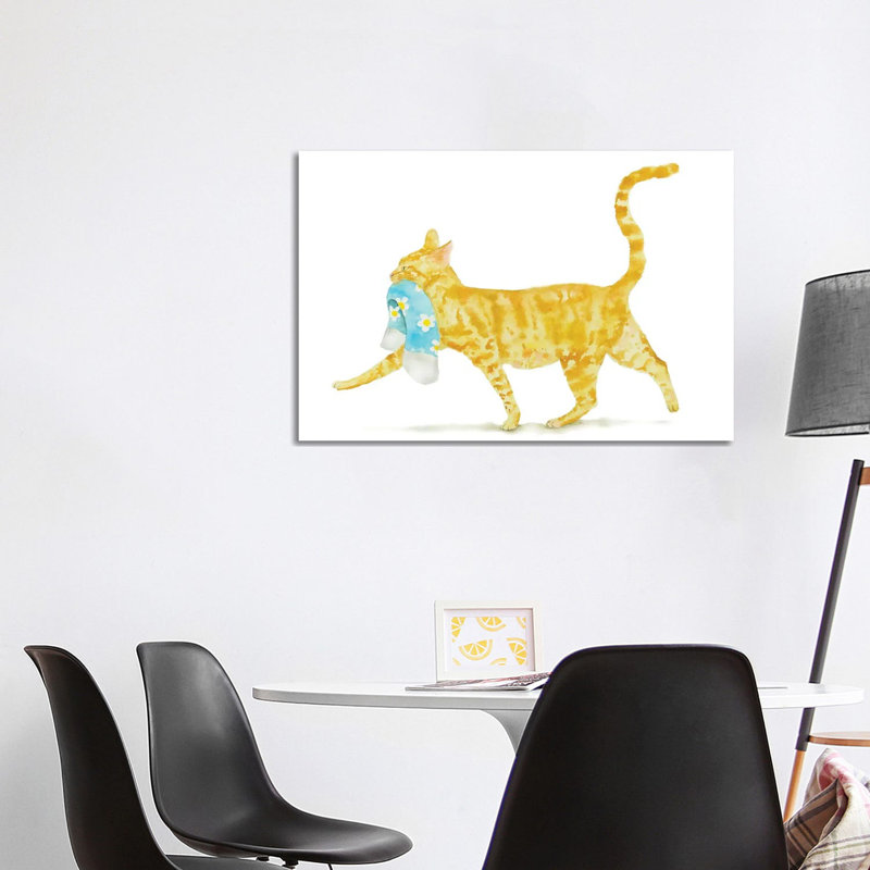 Chat orange avec chaussette par Alexey Dmitriich Shmyrov - reproduction, H 26 po x l 40 po x 1,5 po