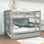 Lit superposé en bois double avec lit gigogne et échelle-794616308