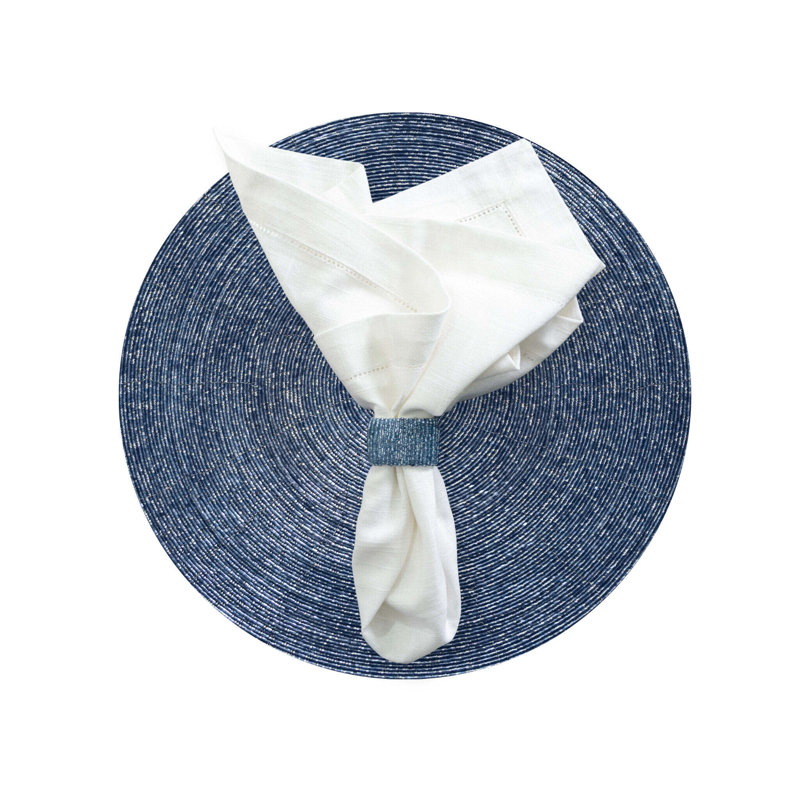 Napperon en verre perlé bleu clair, ensemble de 4, Mélange bleu clair