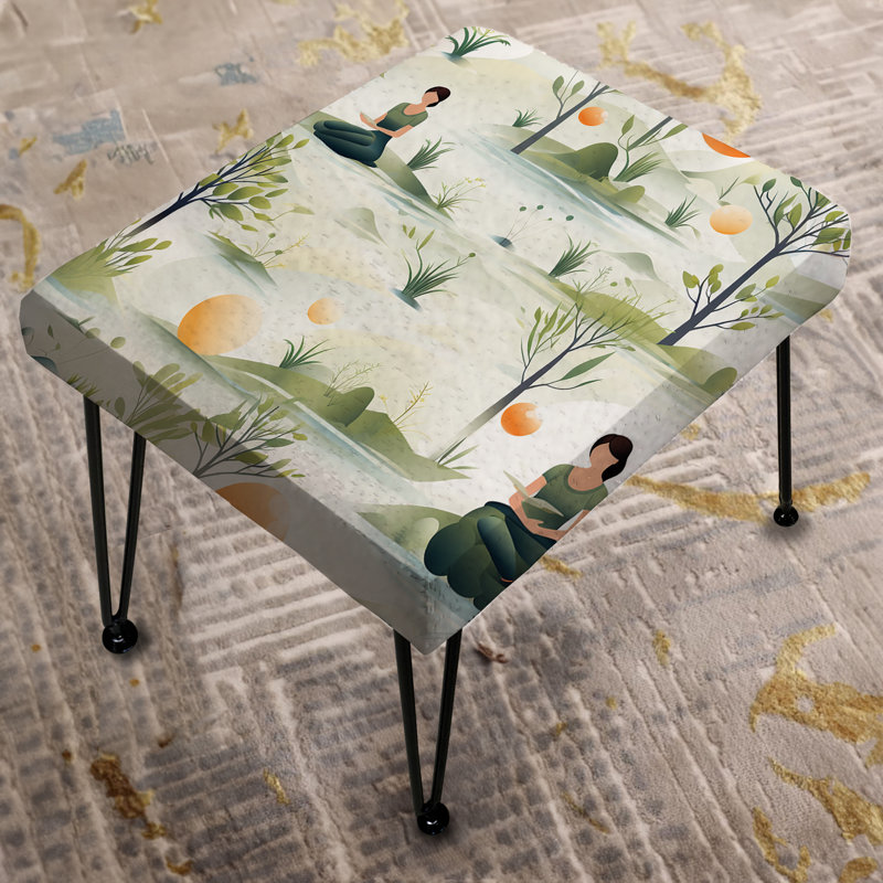 Mindful Contemplation Mediation - Abstract Rectangle Ottoman