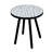 Laurel Mosaic 18.11" Round Cement Side Table With White Leaf Detail
