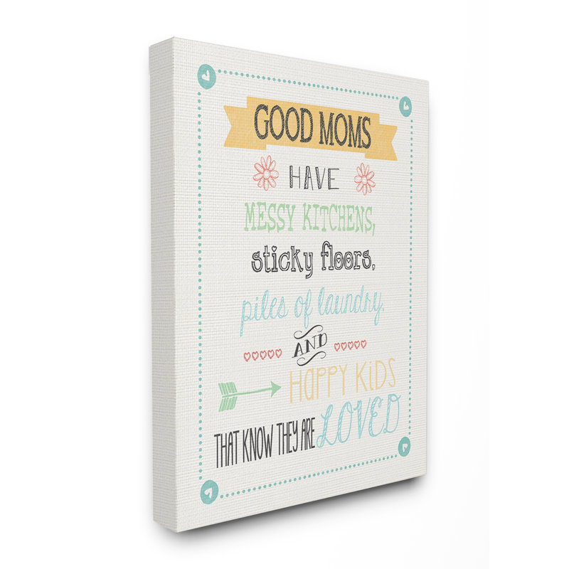«Good Moms Have Messy Kitchens Typographie» par Jo Moulton - reproduction d'art textuel, H 20 po x l 16 po x P 1,5 po