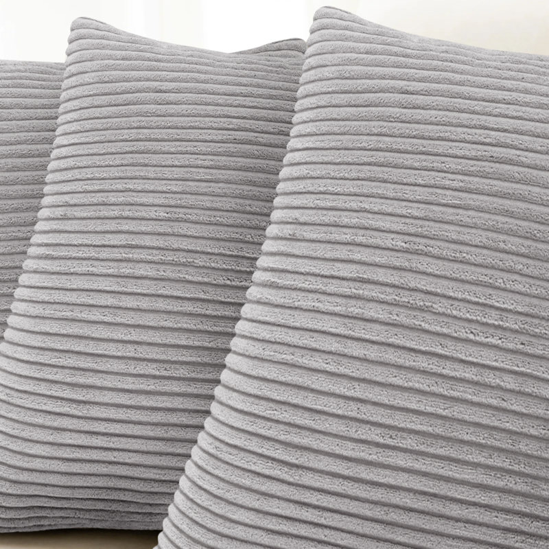 Shadwell Striped Square Scatter Crushed Velvet Cushion Cover, Silver